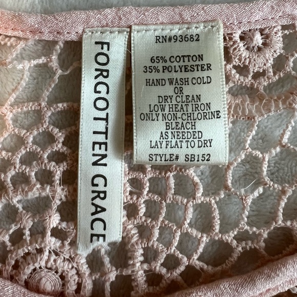 Forgotten Grace Blouse Womens Pink Top with Lace Detail Size XL - Picture 3 of 10